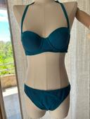 Maillot de bain vintage de chez Aubade bleu avec couture décorative violette