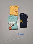 Lot de 3 combi short dont 2 Disney 3 mois