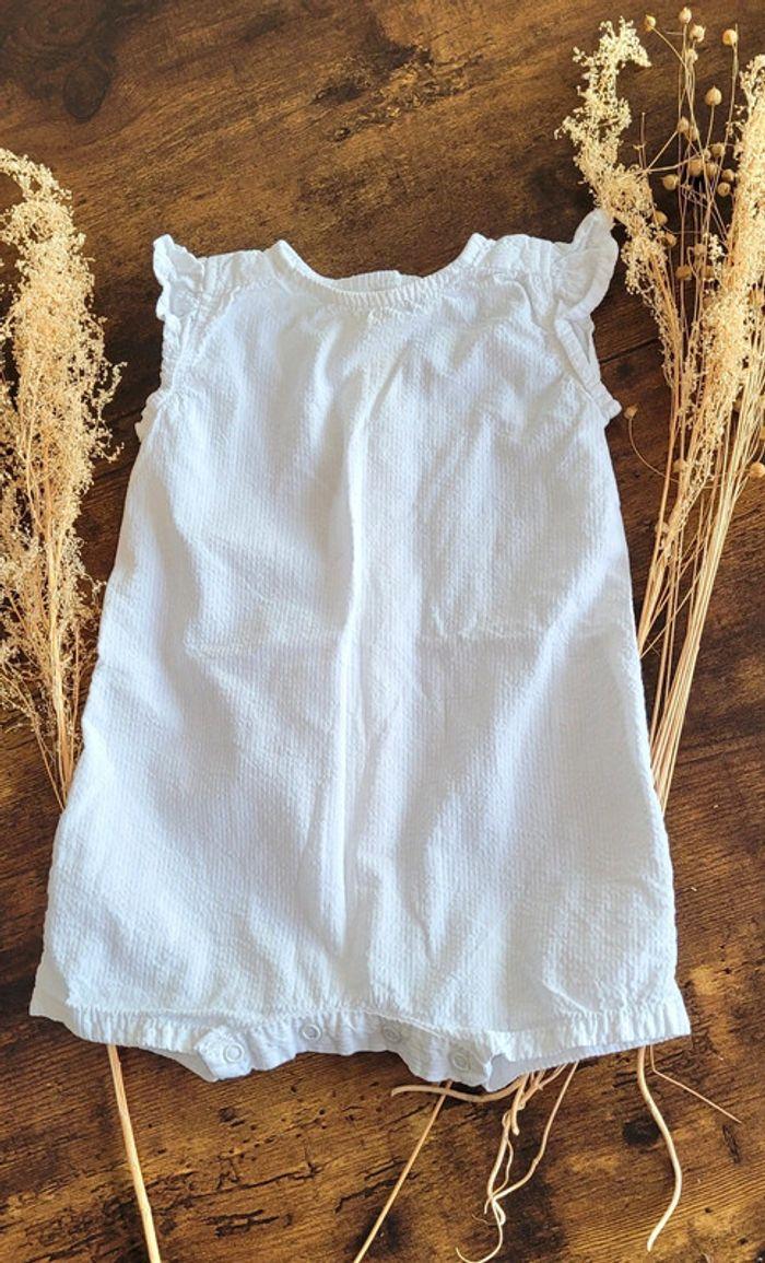 Body combinaison courte blanche style Baptême Petit Bateau 3 Mois Neuf - photo numéro 1