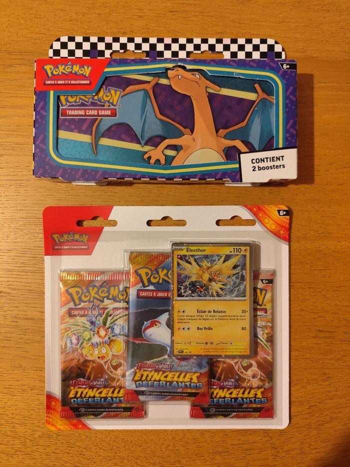 Lot tripack étincelles déferlantes EV8 plumier Dracaufeu boosters cartes Pokémon - photo numéro 1