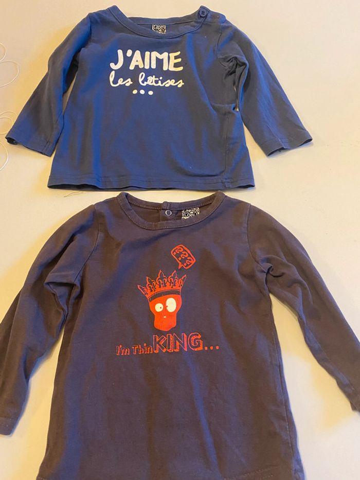 Lot de 2 T-shirts manches longues garçon 9 mois / 71 cm