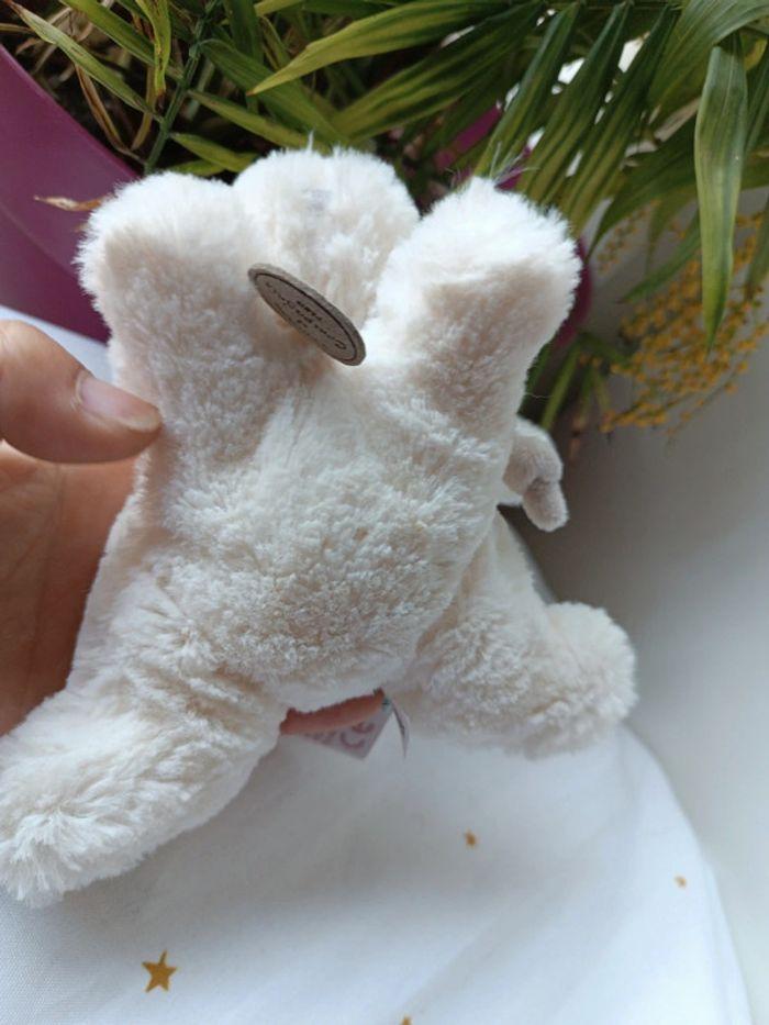 Peluche plush doudou Teddy petit small lapin blanc white allongé couché bunnies Bunny Compagnie - photo numéro 5