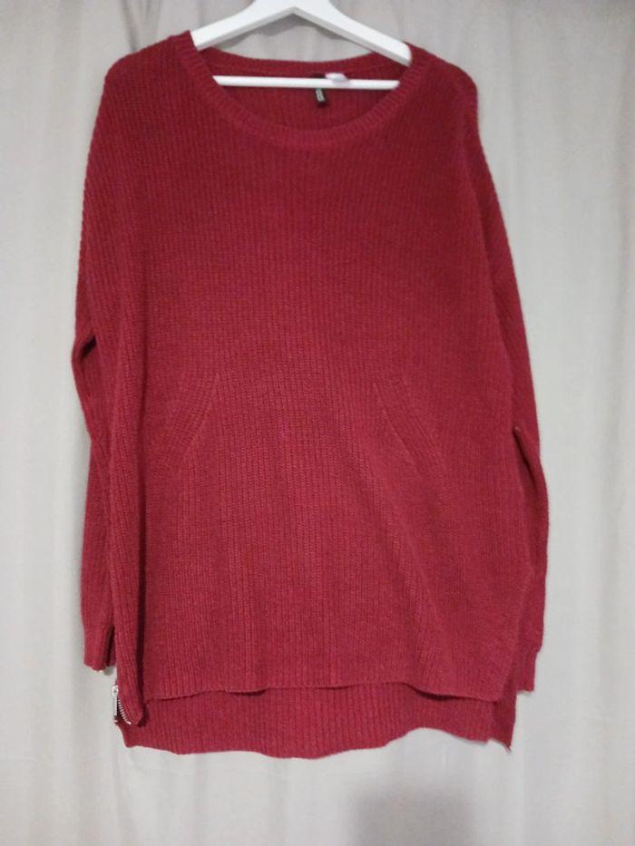 Pull rouge bordeaux long taille m h&m - photo numéro 1