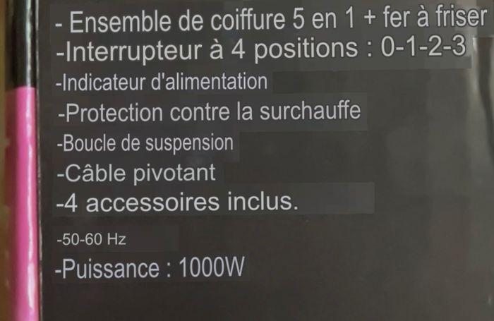 5 en 1 sèche cheveux, boucleur, lisseur, dans sa boîte avec emballage - photo numéro 6