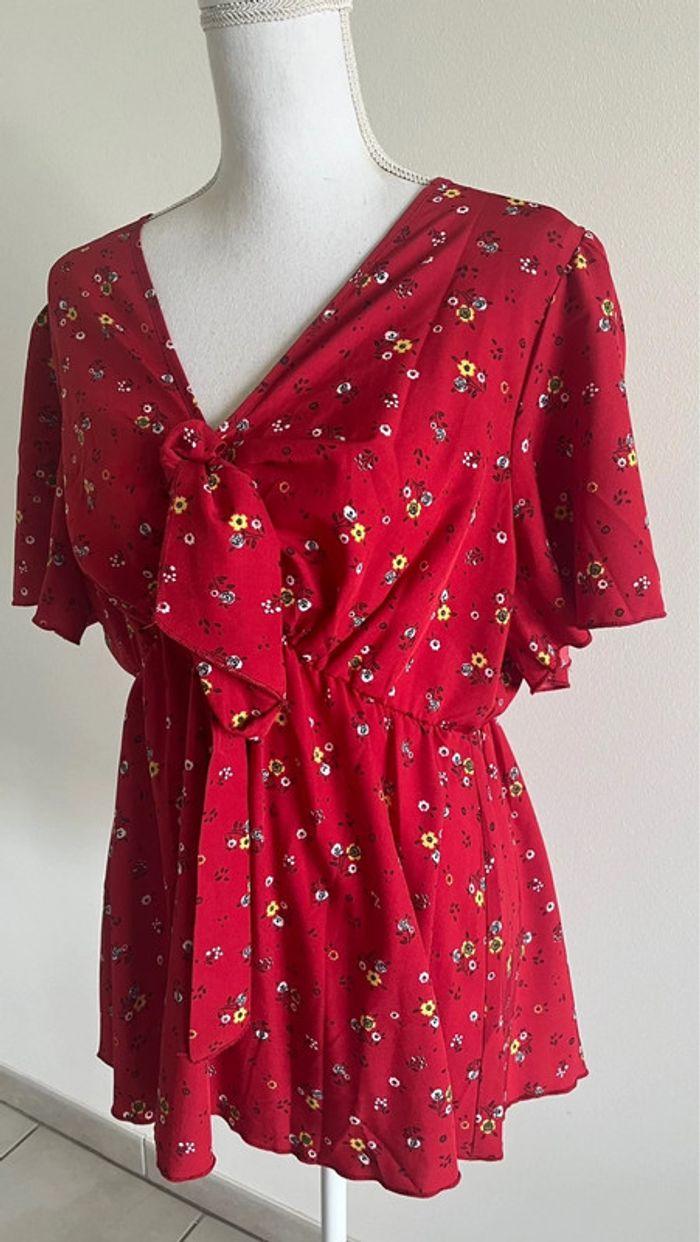 Top péplum rouge avec des fleurs - Boutique indépendante - photo numéro 5