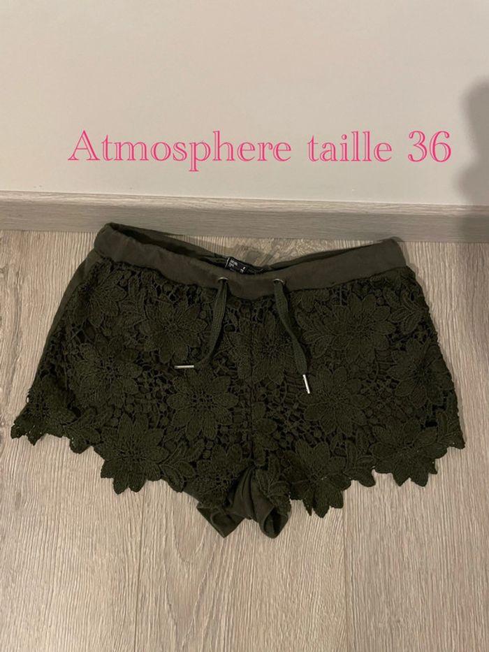 Short kaki à dentelle taille élastique atmosphère taille 36 - photo numéro 1