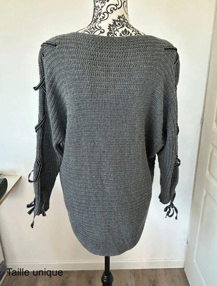 Pull long gris – Original et confortable, taille unique (36-40), très bon état 💖 - photo numéro 12