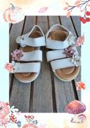 Sandales blanches fleurs roses scratch fille taille 25