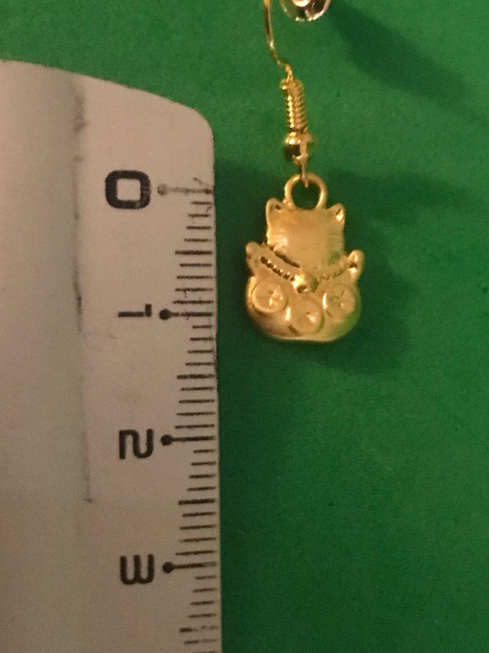 Boucle d’oreille doré Maneki-neko - photo numéro 2