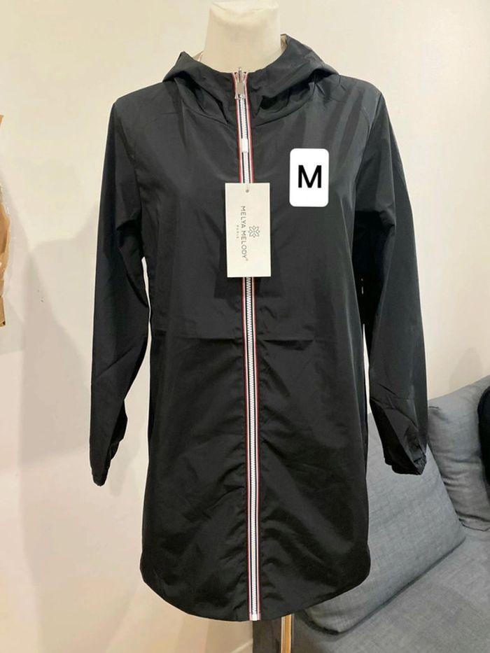 Manteau imperméable réversible mi-long souple doublé noir doré taille M - photo numéro 1