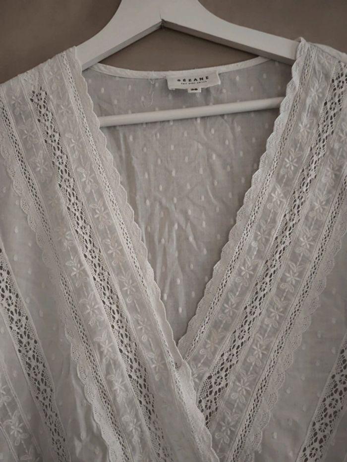 🤎 Blouse cache cœur broderie Sézane 38 🤎 - photo numéro 3