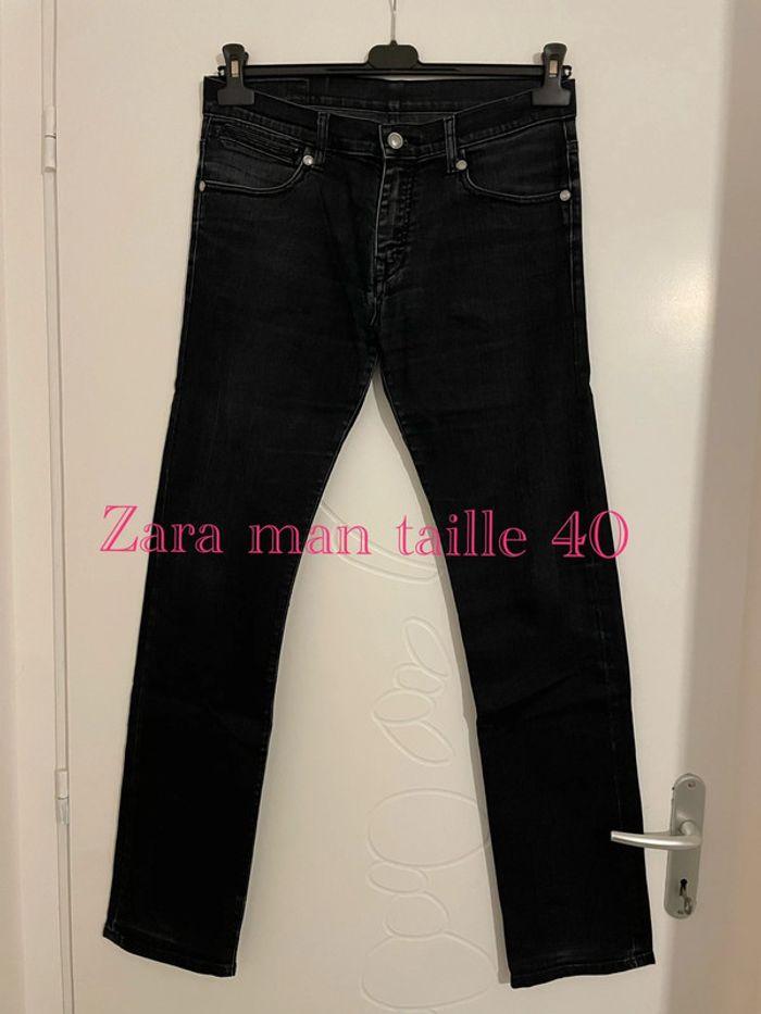 Jean bleu foncé taille haute coupe slim Zara man taille 40 - photo numéro 1