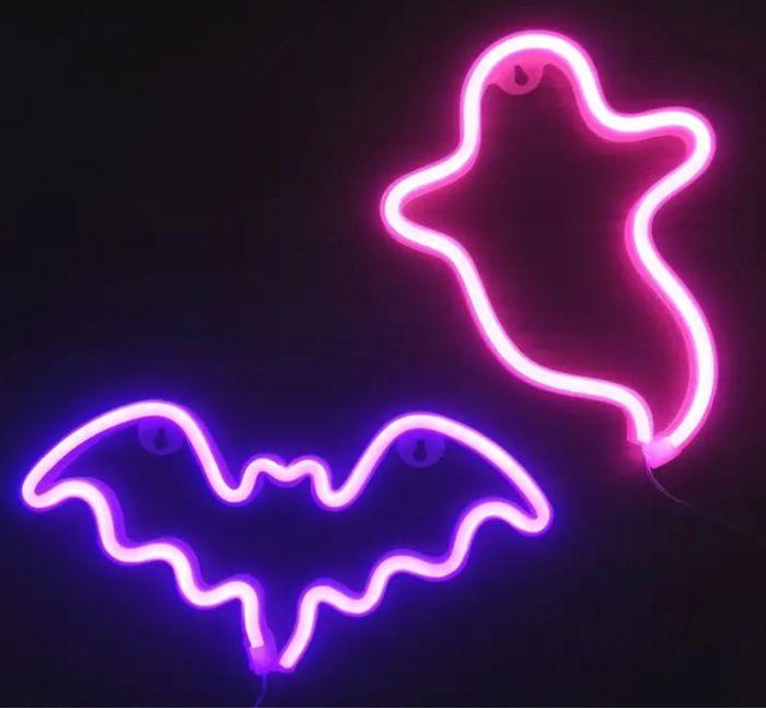 Lot de 2 neons fantôme chauve souris Halloween