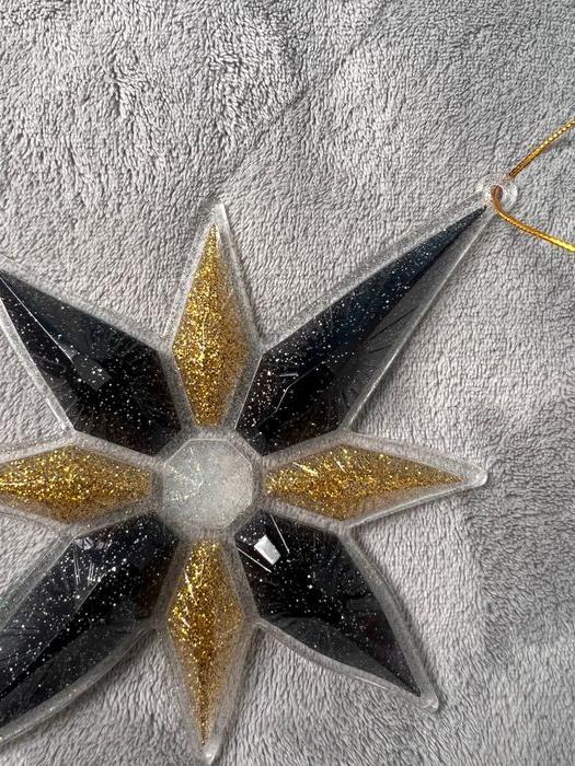 Décoration noël - Grande Etoile noir et doré - paillettes - photo numéro 4