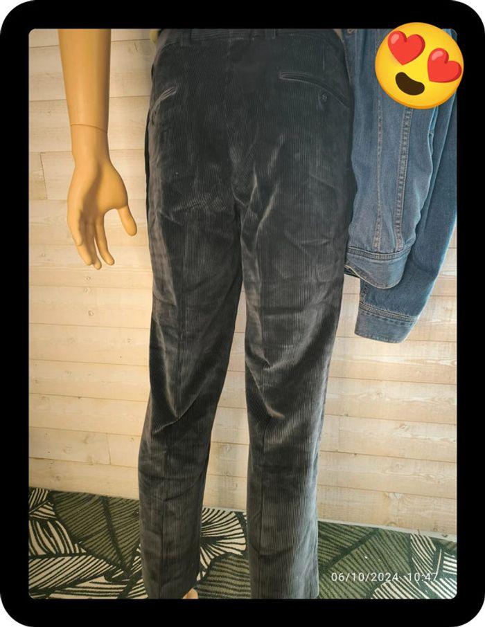 Élégant pantalon vintage noir en velours côtelé taille 40 - photo numéro 4