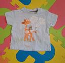 T-shirt manches courtes bleu girafe, cadet rouselle, taille 3 mois (62 cm)