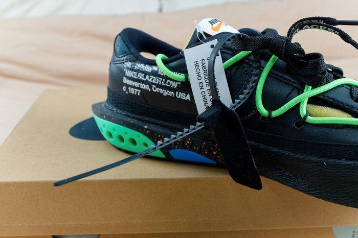 Nike Blazer Low x Off-White « Noir Vert Électro » - photo numéro 6