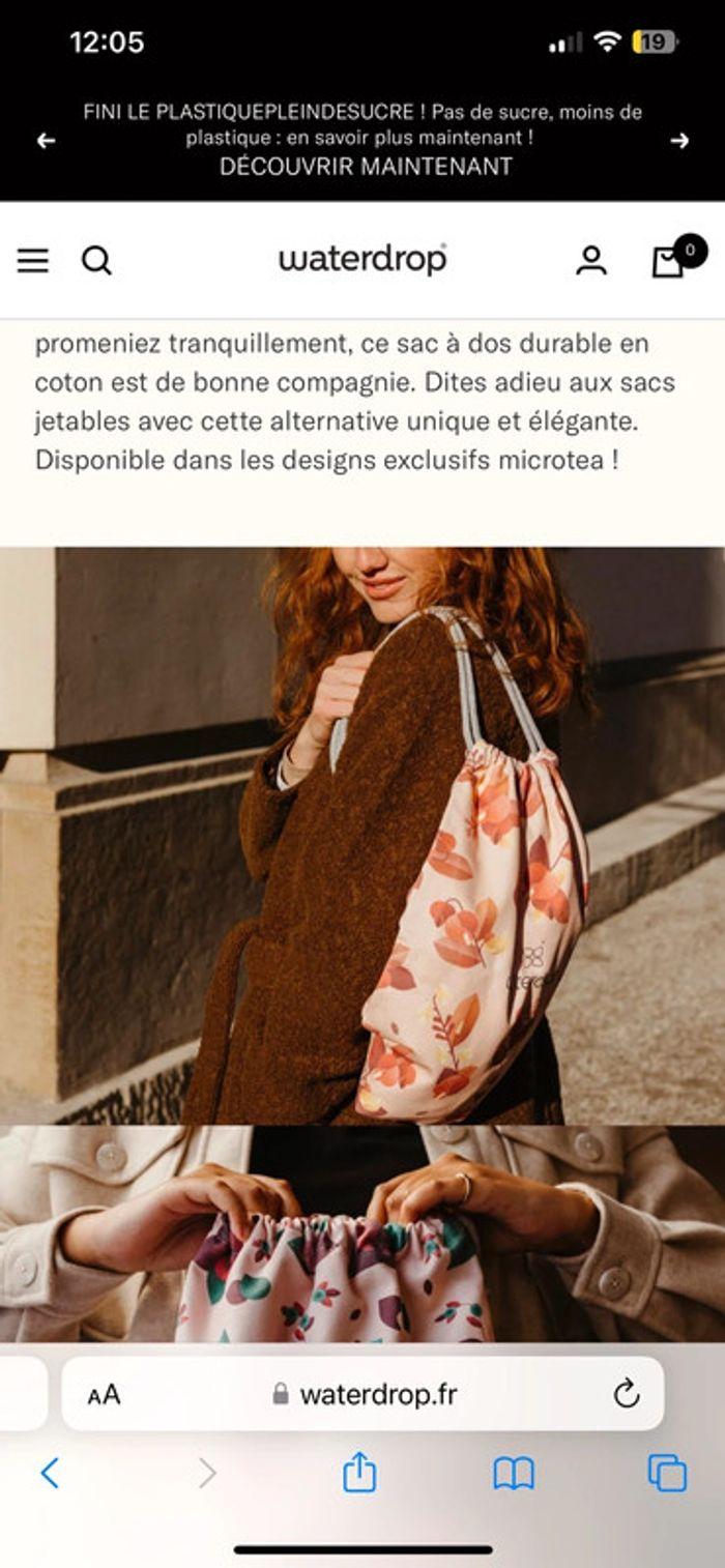 Petit sac à dos waterdrop en coton bio couleur saumon - photo numéro 10