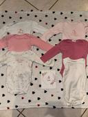 Lot de 6 bodies manche longue/courte fille 6mois