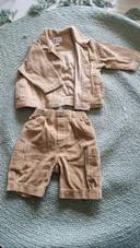 Ensemble short + veste beige bébé garçon 6m // 67 cm