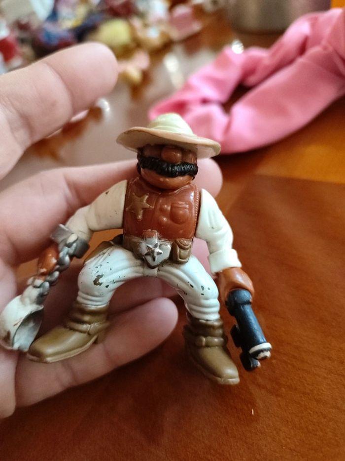 1996 Fisher price cow cowboy western clef menotte figurine chapeau blanc white étoile f p fp shérif - photo numéro 10