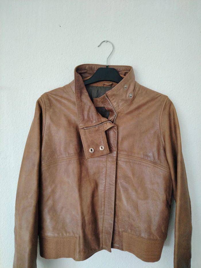 Veste en cuir marron - photo numéro 1