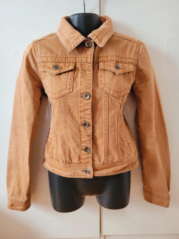 Veste jeans marron camel taille S 36 Stradivarius - photo numéro 1