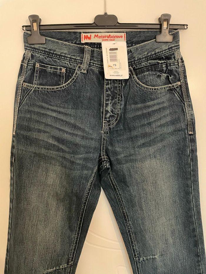 Jean bleu foncé taille haute coupe droit neuf meters bonwe taille XS - photo numéro 2