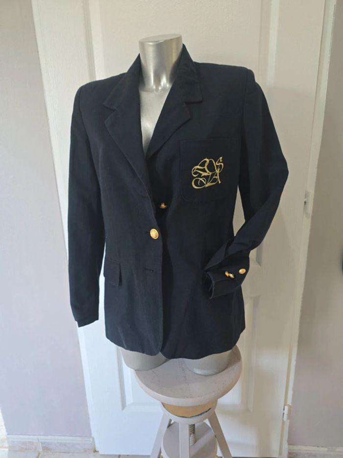 Superbe  Blazer  océan   coton et Lin Taille40 vintage   brodé - photo numéro 1