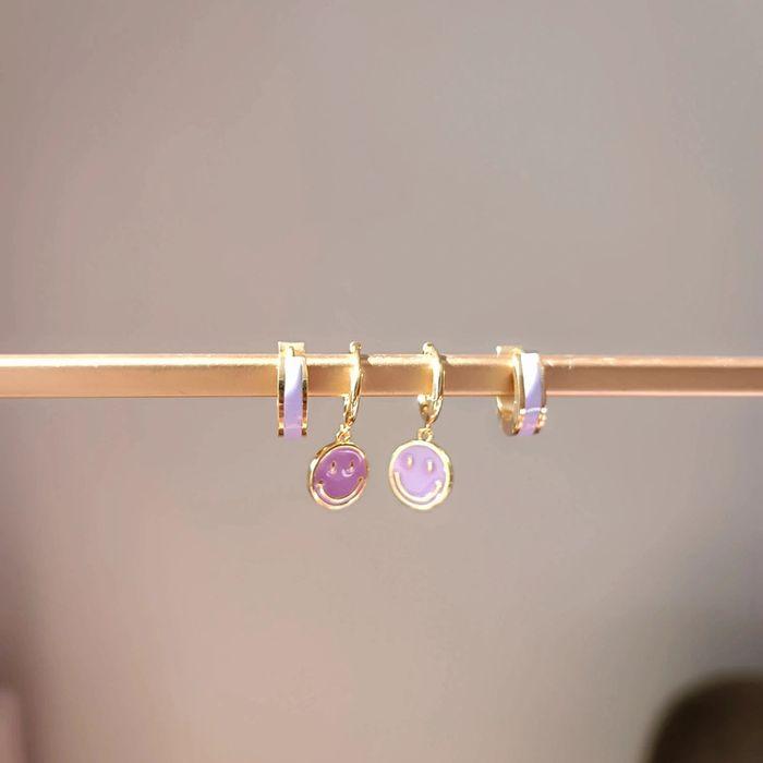 Boucles d'oreilles smile acier inoxydable violet - photo numéro 4