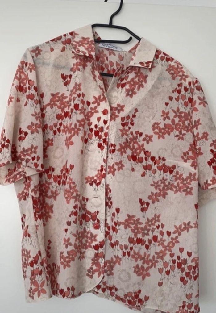 Chemise à fleur vintage, Françoise de France, taille 48 très bon état - photo numéro 1