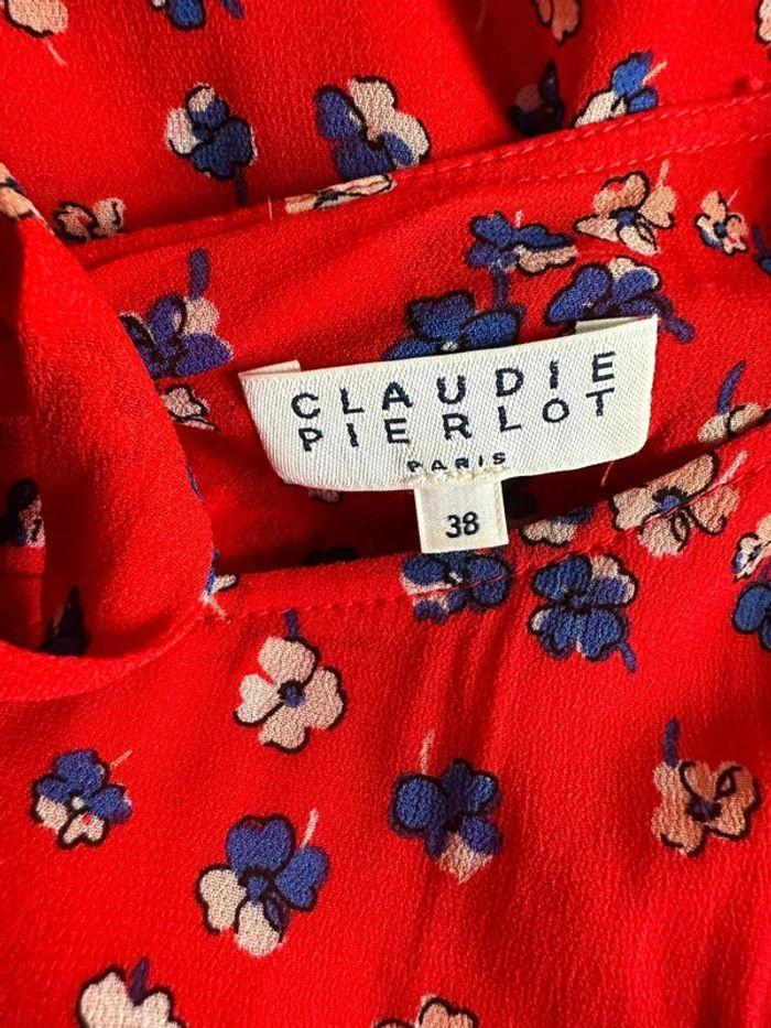 Robe Claudie Pierlot T:38 rouge fleur - photo numéro 4