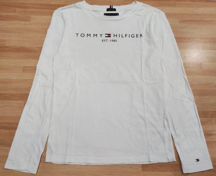 T-shirt blanc coton, manches longues tommy Hilfiger t.152 - photo numéro 2