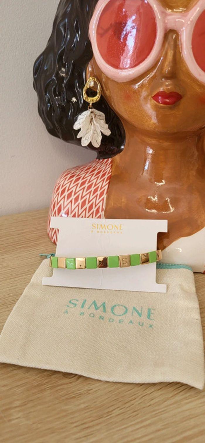 Bracelet simone à Bordeaux doré et vert - photo numéro 1