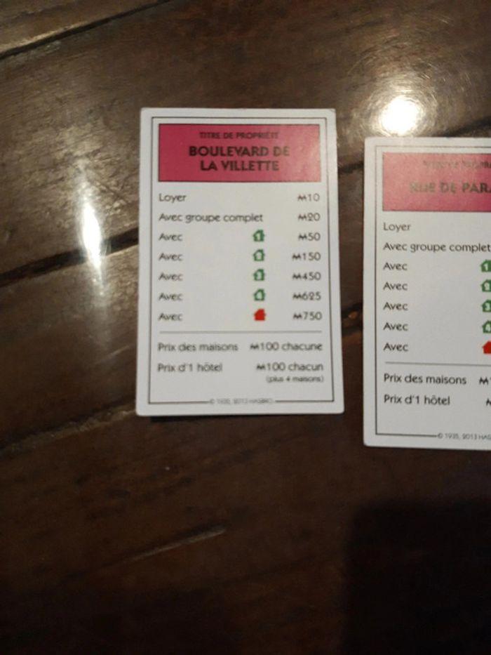 Lot de 2 Cartes de monopoly terrain rose - photo numéro 2