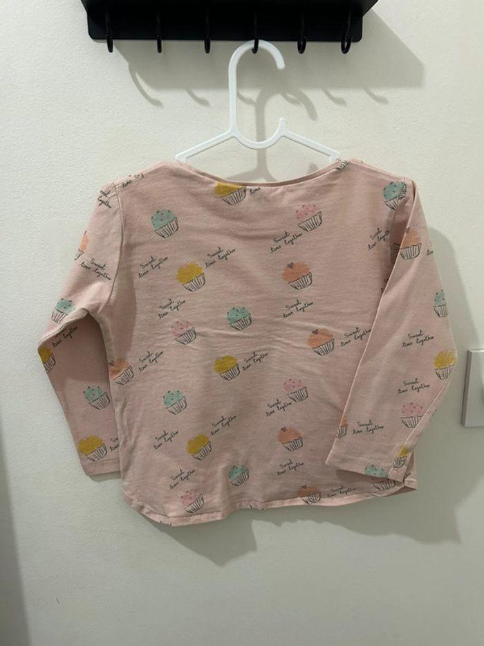 T-shirt manche longue cupcake vieux rose Zara 18/24 mois 92cm - photo numéro 3