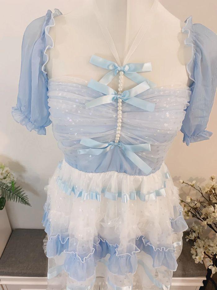 Dress Robe Blue Lolita Cute Kawaii Princess Barbie Lolita - photo numéro 5