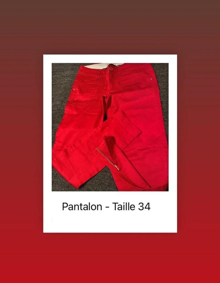 Pantalon rouge Mango femme - Taille 34, style unique et parfait état 🔥 - photo numéro 1