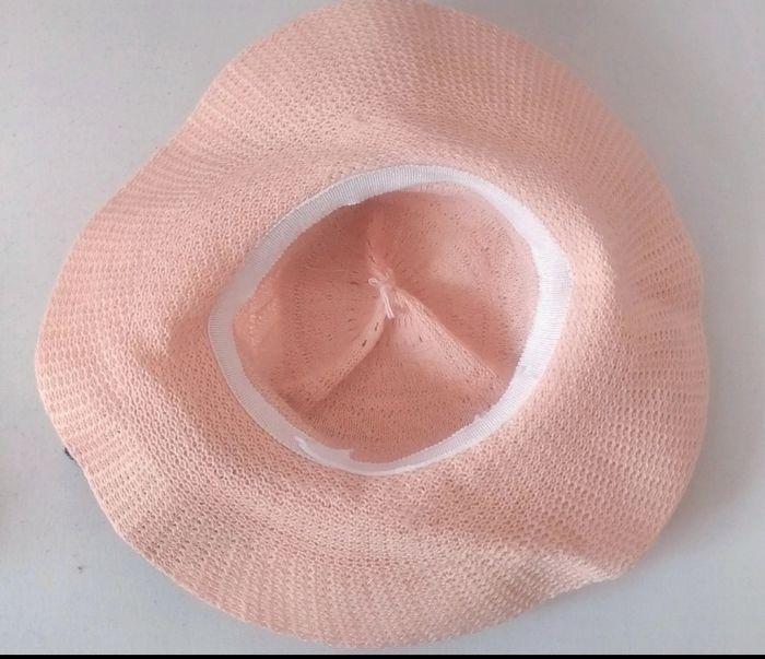 Chapeau rose pale, effet paille forme capeline - photo numéro 5