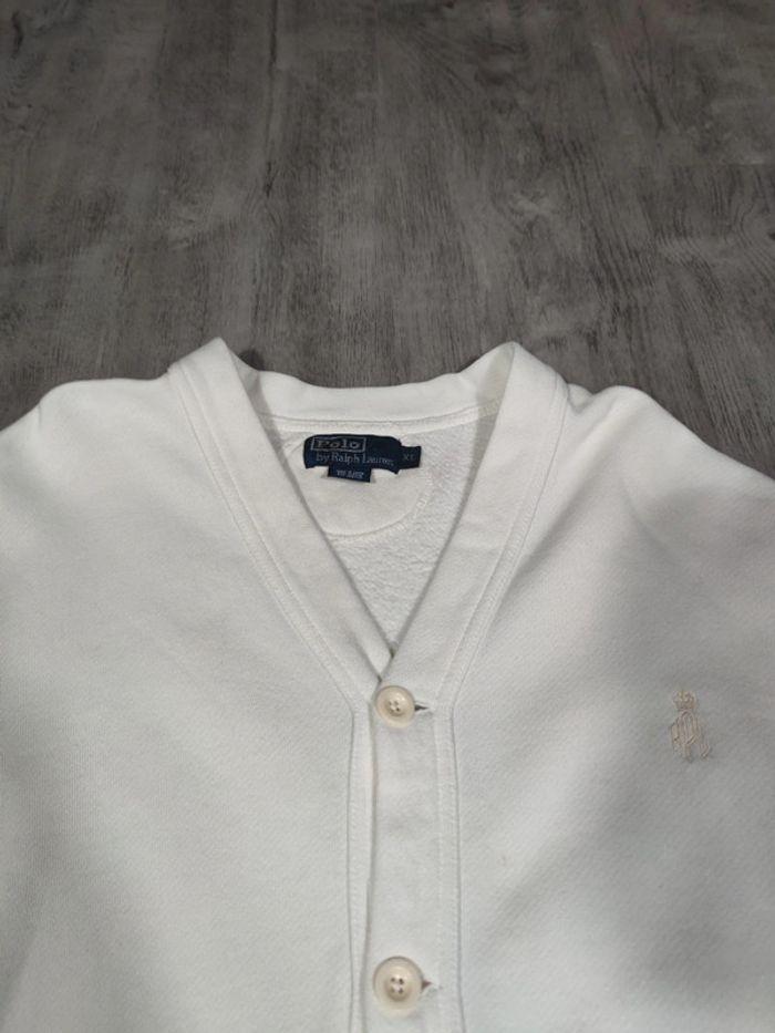 Pull Cardigan Ralph Lauren Blanc Logo Brodé Taille XL Homme - photo numéro 4