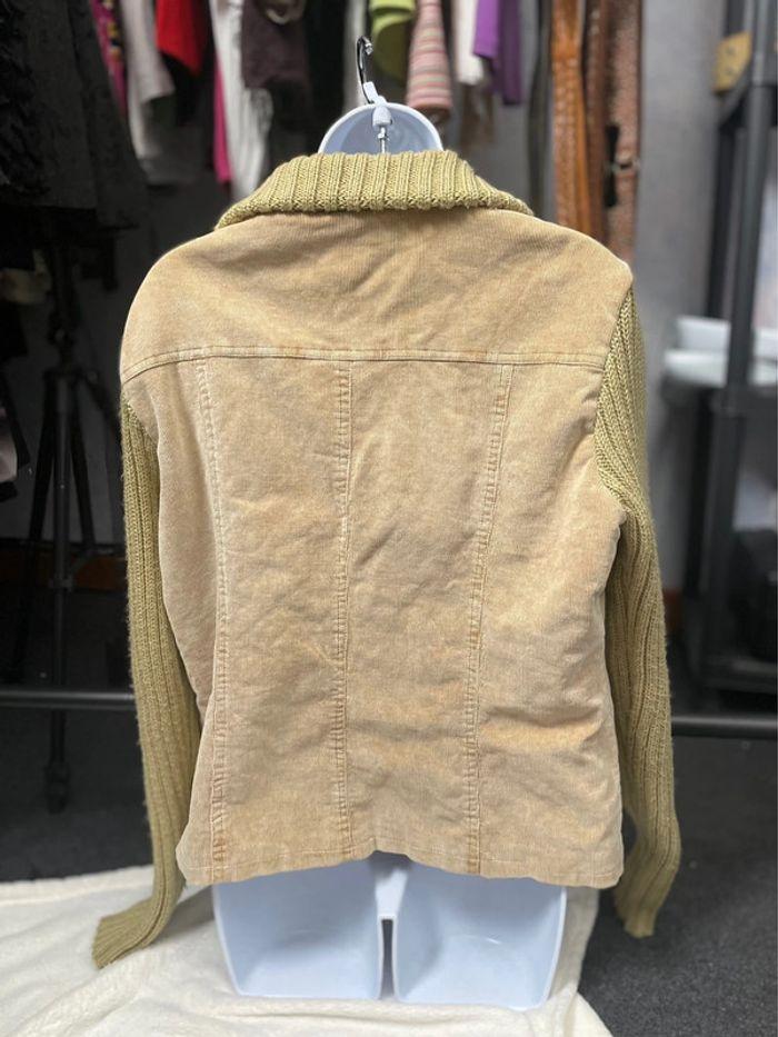 Y2K veste biker col roulé beige S/M - photo numéro 7