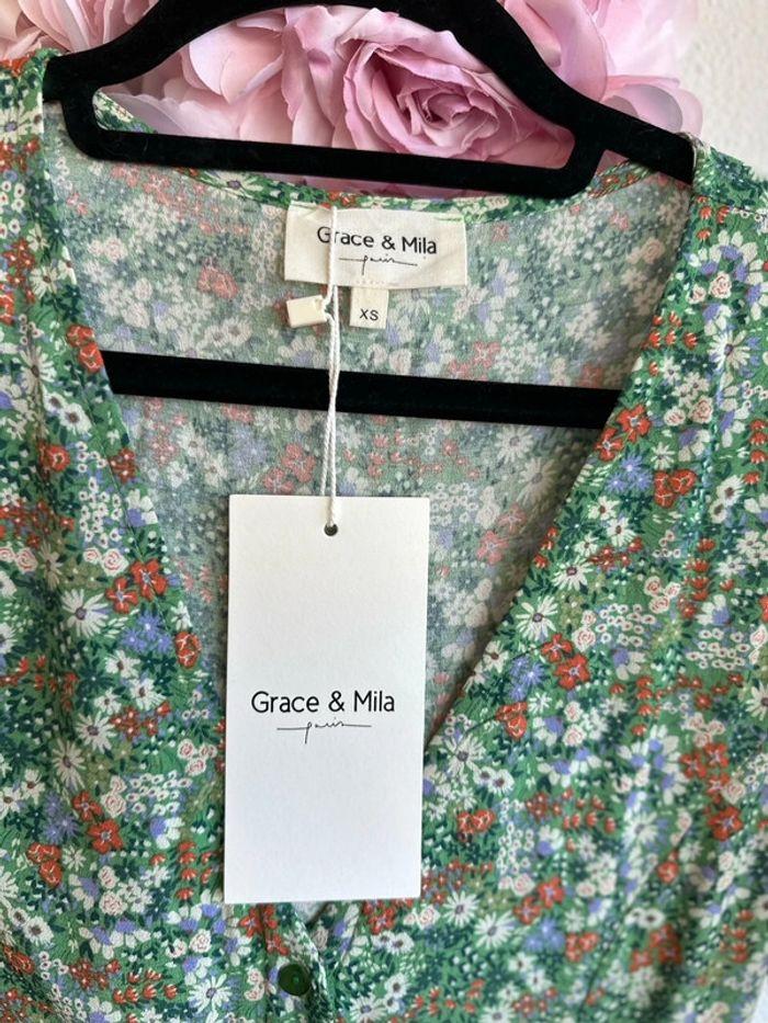 Grace & Mila Combinaison verte à fleurs - Modèle Irma, neuve, taille 34/36 - photo numéro 5