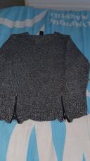 Pull fin noir/gris