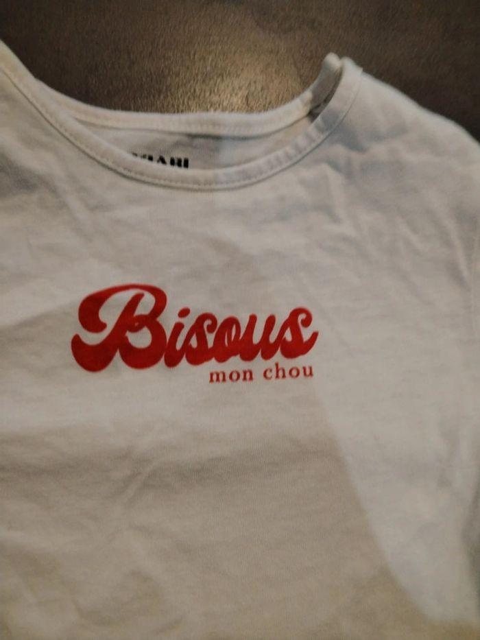 Tee shirt Bisous blanc Kiabi - photo numéro 2