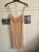 Lejaby nuisette combinette taille 2 résille et dentelle beige rosé