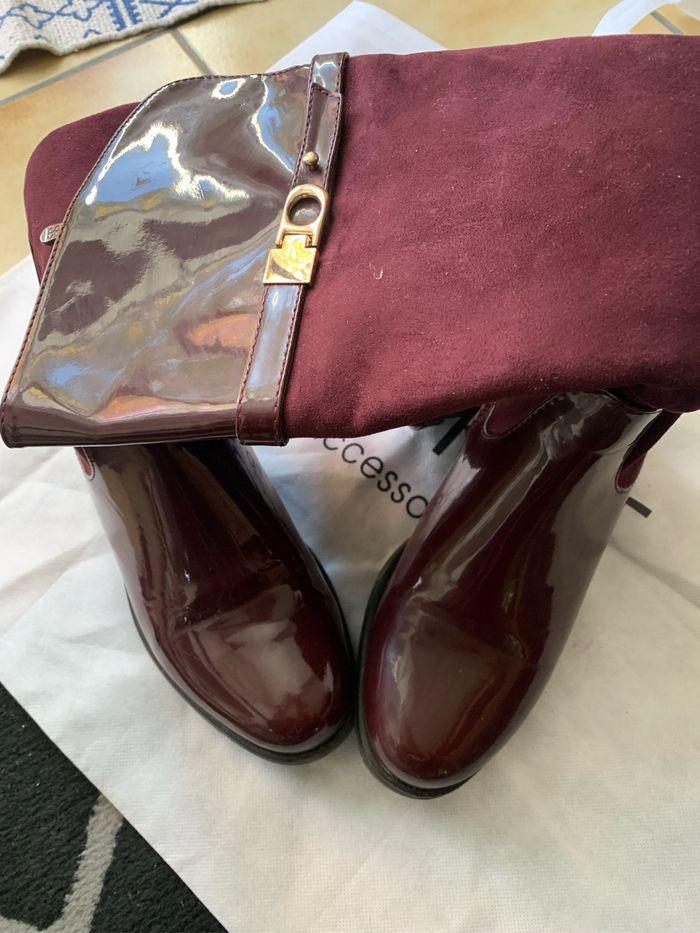 Bottes vernis et velours bordeaux 40 - photo numéro 4