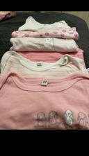 Lot 6 body manche longue 12 mois fille rose et blanc