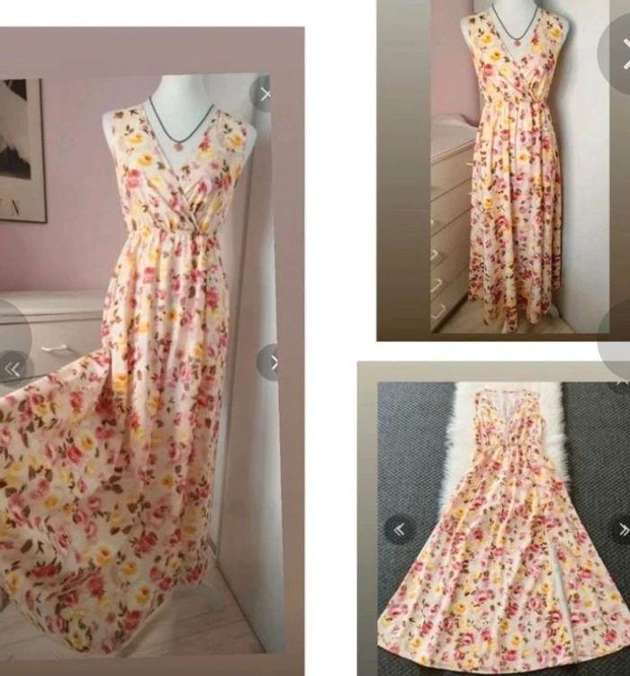 Robe longue fine a fleurs été et soirée fendue femme taille S, 36  💛 - photo numéro 5