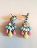 Boucles d'oreilles pendantes cascade multicolores  avec  strass H&M TBE