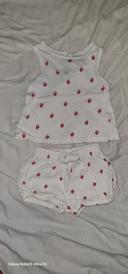 Ensemble short + débardeur fraises 3mois